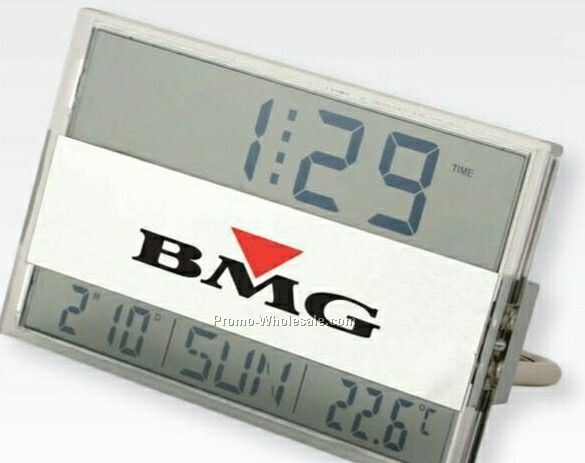 Brushed Metal Duo Screen Alarm Clock (Pad Print)