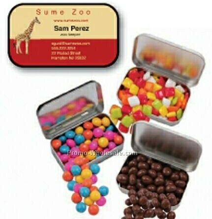 Business Card Mini Tin With Chocolate Covered Coffee Beans