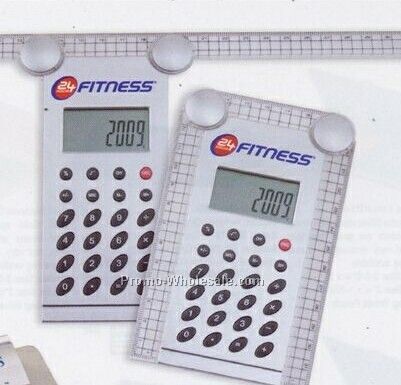Calculator with foldable ruler