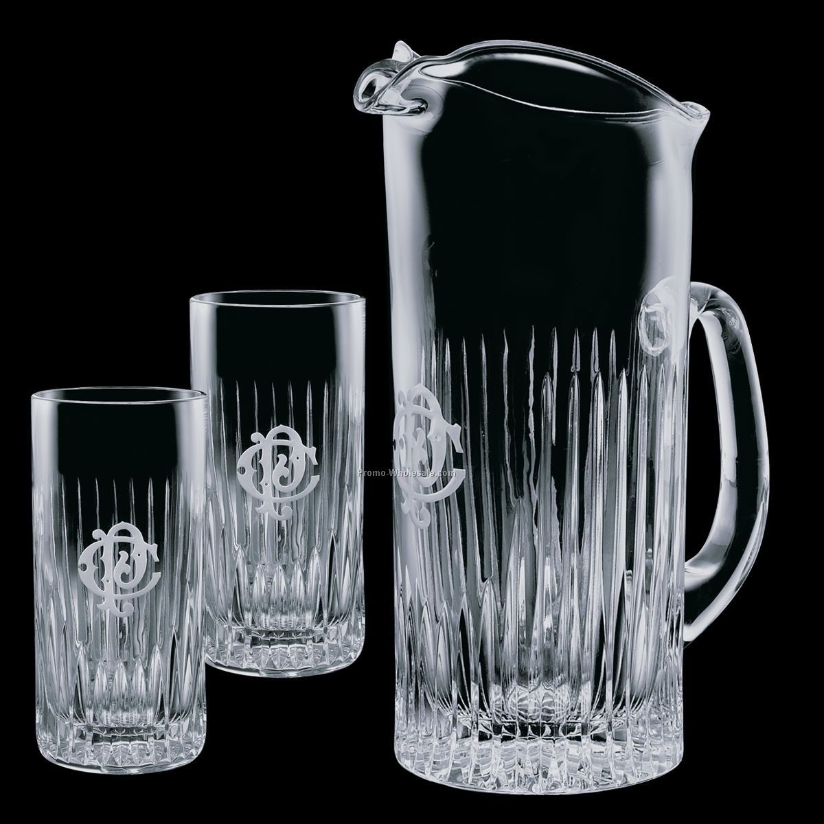 Carey Pitcher & 2 Hiball Glasses