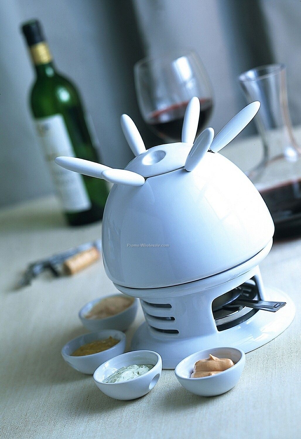 Ceramic Chocolate & Cheese Porcelain Fondue Set