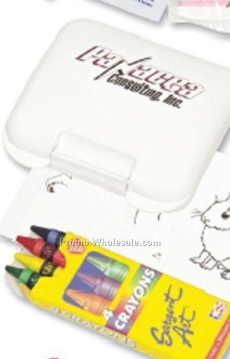 Children's Coloring Kit In Plastic Pocket Tote