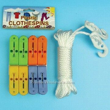 Cloth Line W/ 8 Pegs