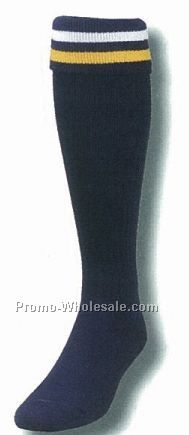 Custom Made Striped Fold Over Heel & Toe Soccer Sock (10-13 Large)