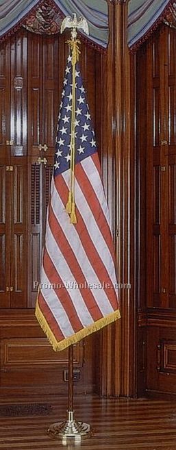 Deluxe Crown U.s. Flag Presentation Set W/ 7' Oak Pole