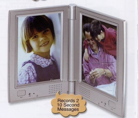 Dual 4"x6" Picture Frame W/ 2 - 10 Second Recorders