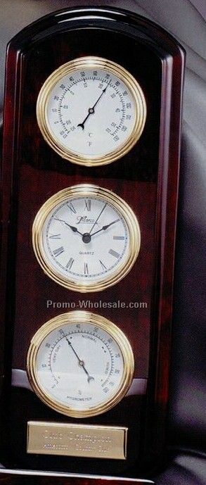 Elegant Rosewood Clock & Weather Station