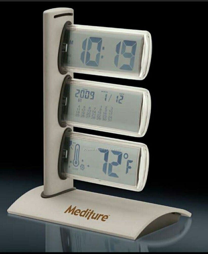 Essentials Amone World Time Clock W/ Thermometer 5"x6-1/2"x3-1/8"