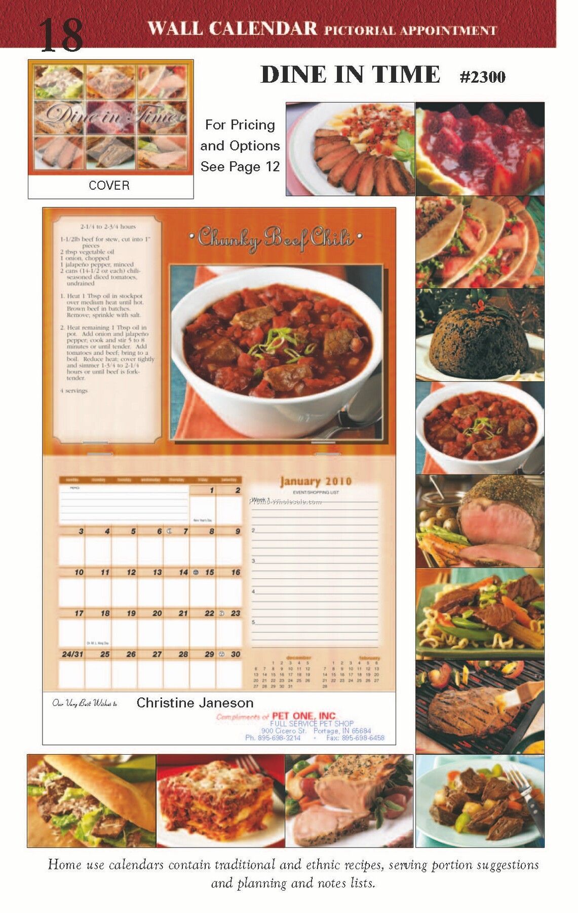 Executive Pictorial Wall Calendar: Dine In Time - Saddle Stitched