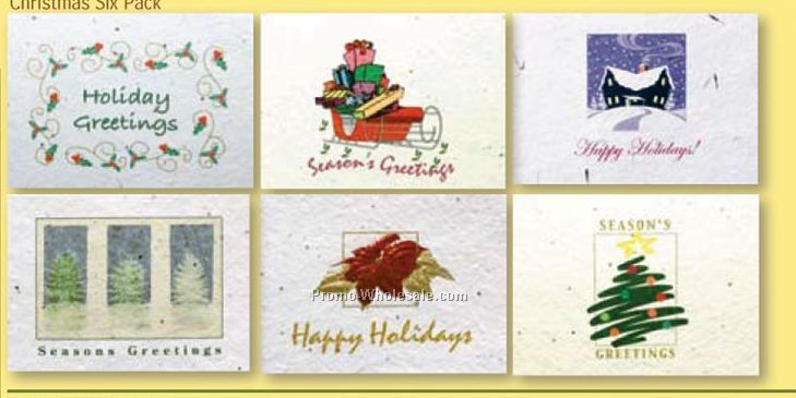 Floral Seed Paper Holiday Six Pack Cards - Christmas Six Pack