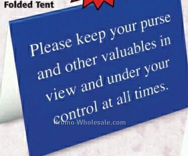 Folded Tent Sign For Counters And Tables