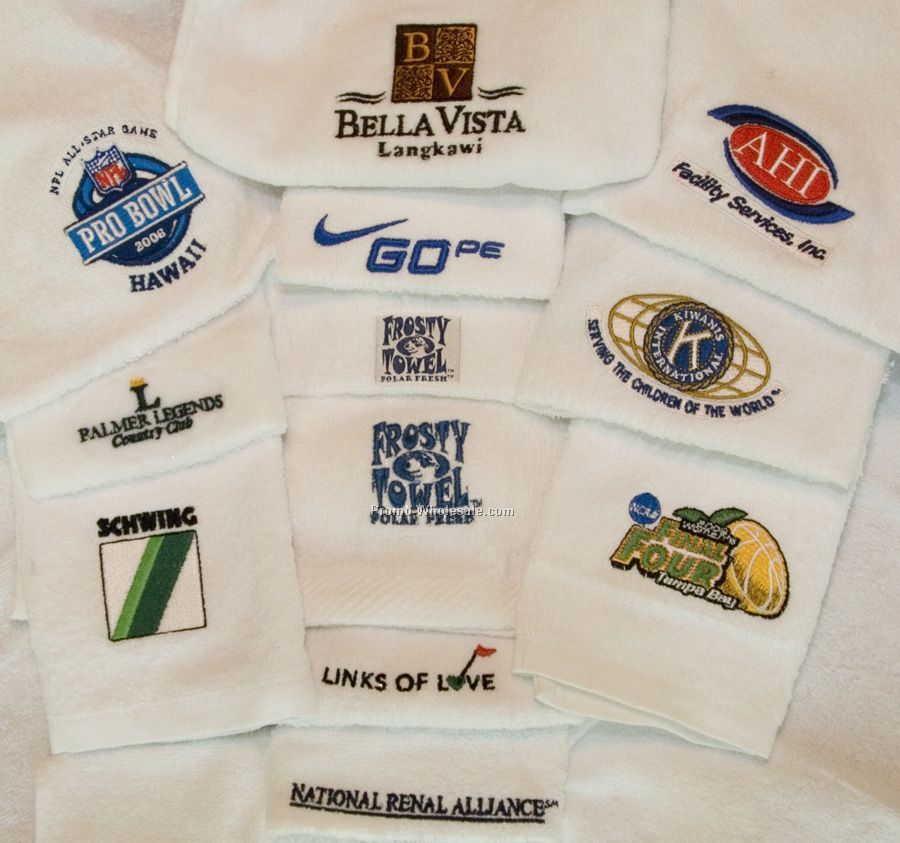 Frosty Towel 12"x12" - Custom Outer Package Embroidered Logo 30 Gram Cotton