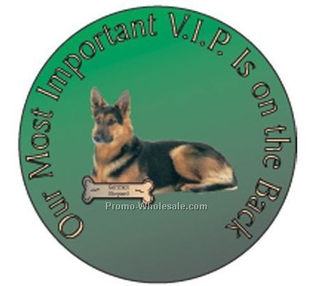 German Shepherd Dog Round Hand Mirror W/ Full Mirror Back (2-1/2")