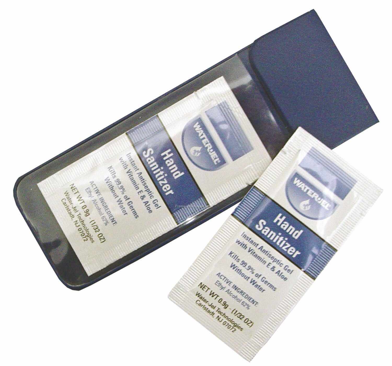 Hand Sanitizer Pack (4-1/4"x1-7/8"x3/8") Vinyl Case W/ 4cp Label