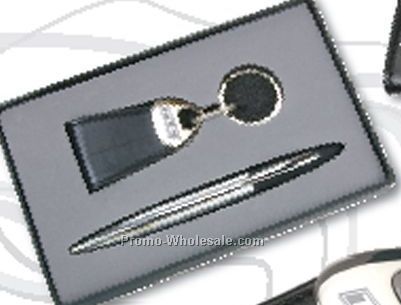 Leather Key Holder W/ Pen Gift Set