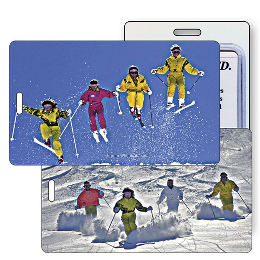 Luggage Tag 3d Lenticular Skier, Slops, Sport, Stock Image - Blank Product