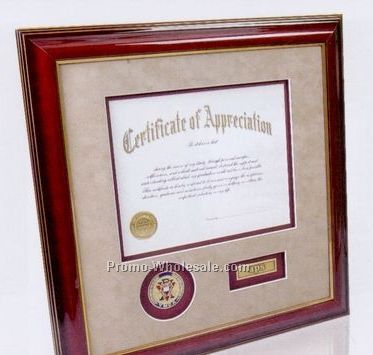 Mahogany Piano Finish Hardwood Certificate Frame W/ Double Suede Mat