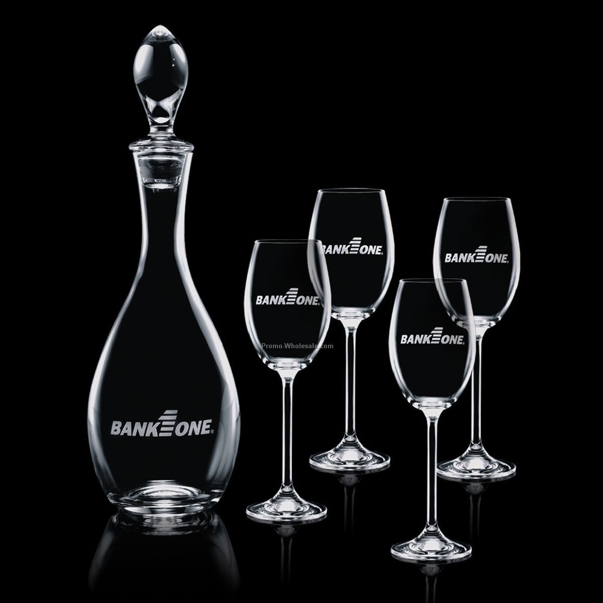 Malvern Decanter & 4 Wine Glasses