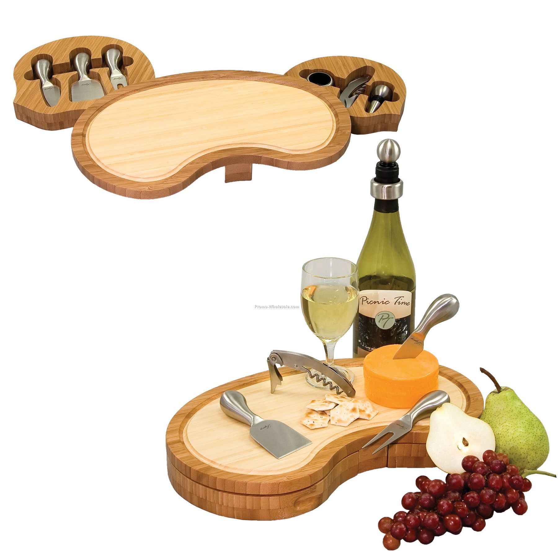 Mariposa Gourmet 2 Toned Cheese Board With Wine & Cheese Accessory Drawer