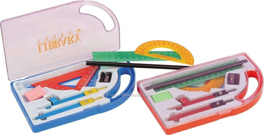 Math Set W/ 7" Pencil/ Compass/ Eraser/ Sharpener/ Ruler