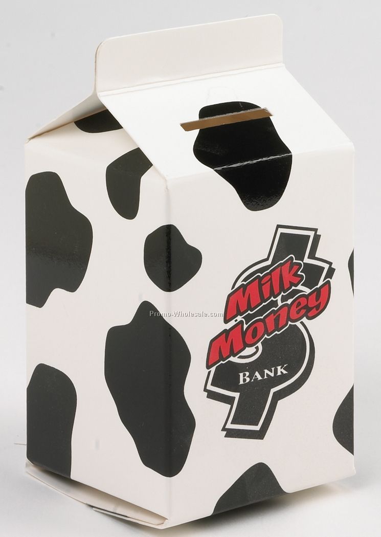 Milk Carton Bank 2-1/4"x2-1/4"x4-1/2" (1 Color)