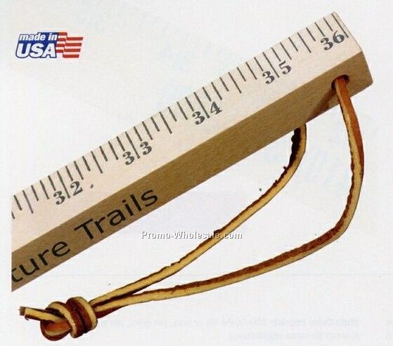 Natural Finish Walking Yard Stick With Leather Strap