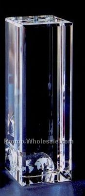 Optic Crystal Collection - Medium Freestanding Rectangle W/ Globe Insert