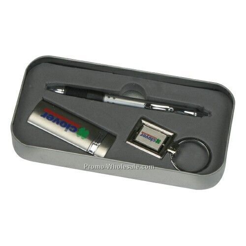 Pen, Metal Lighter & Key Tag Gift Set
