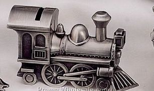Pewter Finished Train Baby Bank