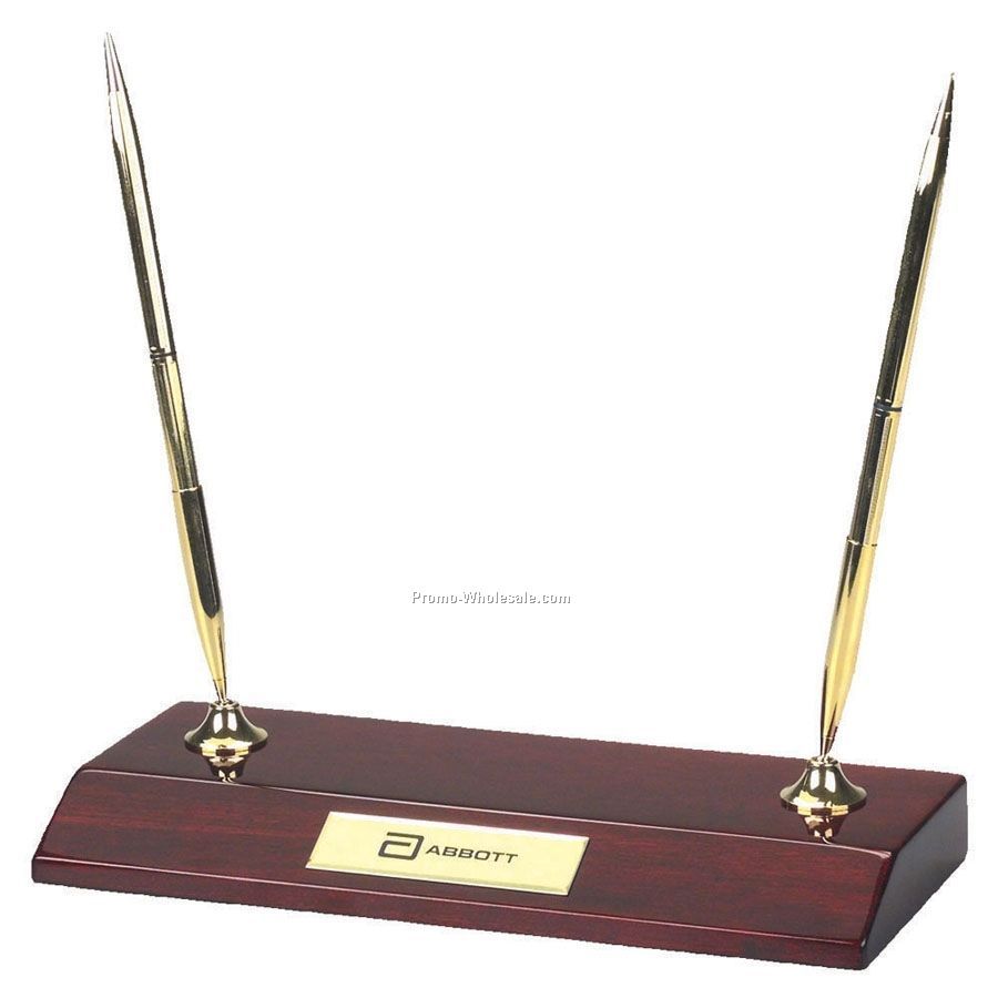 Piano Wood Finish 2-pen Desk Set