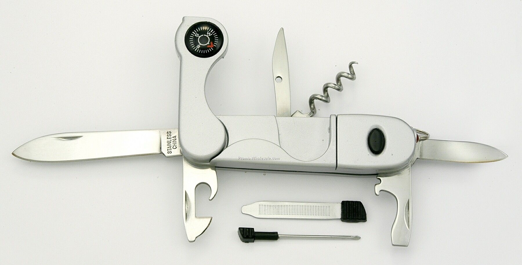 Pocket Knife W/ Compass And Light