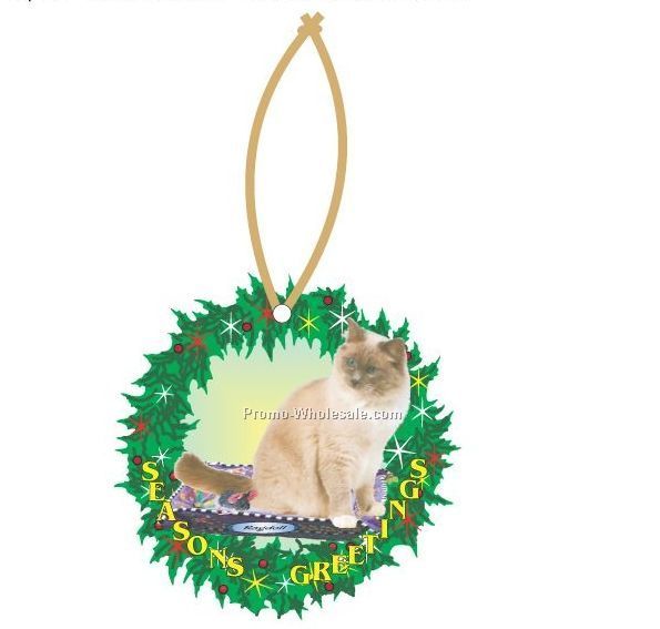 Ragdoll Cat Executive Line Wreath Ornament W/ Mirrored Back (12 Sq. Inch)