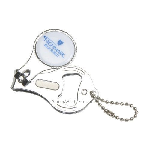 Round Nail Clipper With Bottle Opener Keyring