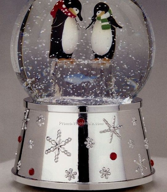 Silverplated Penguin Snow Globe