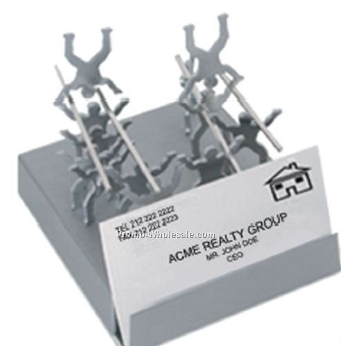 Stainless Steel Business Card Holder With Magnetic Men & Poles