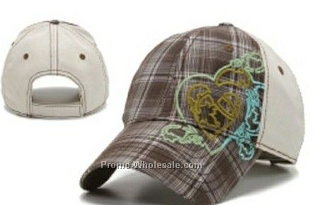 Stock Plaid Cap With Heart Design