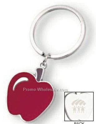 The Big Apple Split Ring Key Holder With Red Apple Charm (Laser)