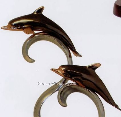 Two Dolphins Figurine On Circle Base