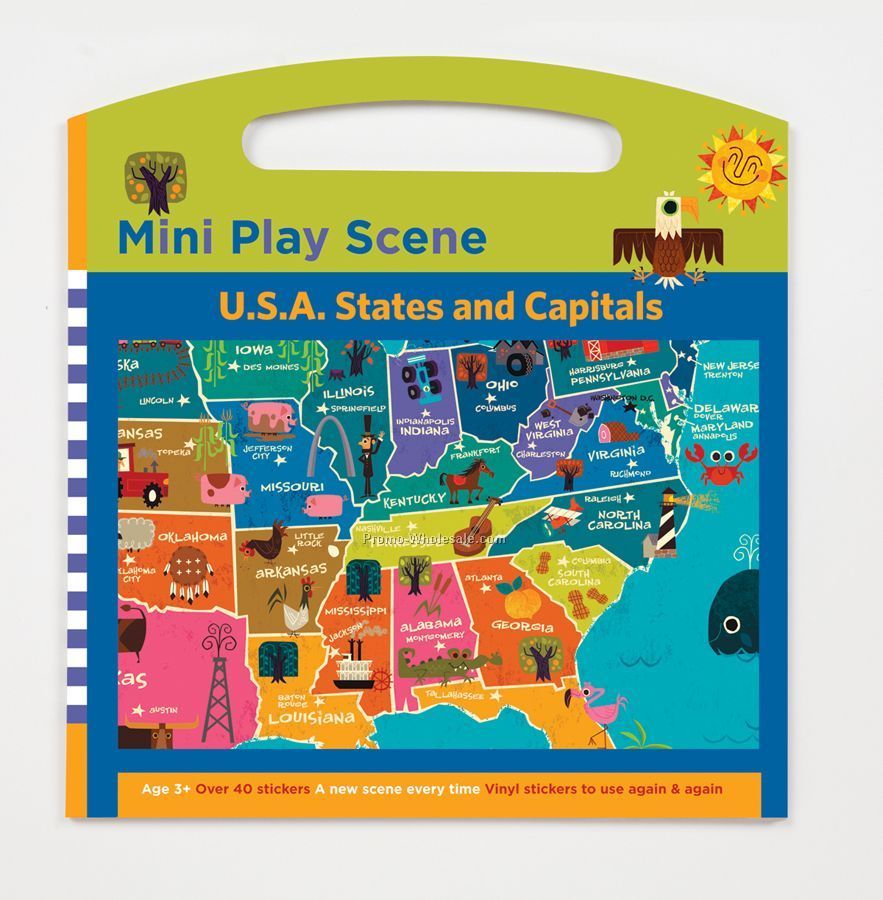U.s.a. States And Capitals Mini Play Scene Sticker Set