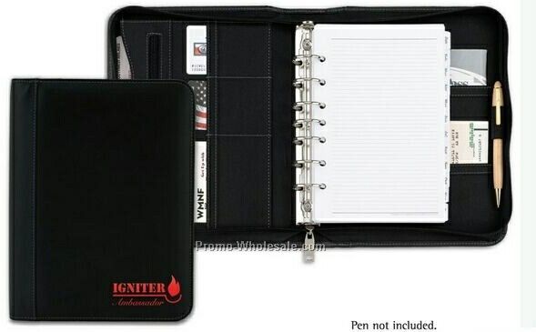Valencia Bonded Leather Ring Binder With Zipper - 1-1/4" Ring