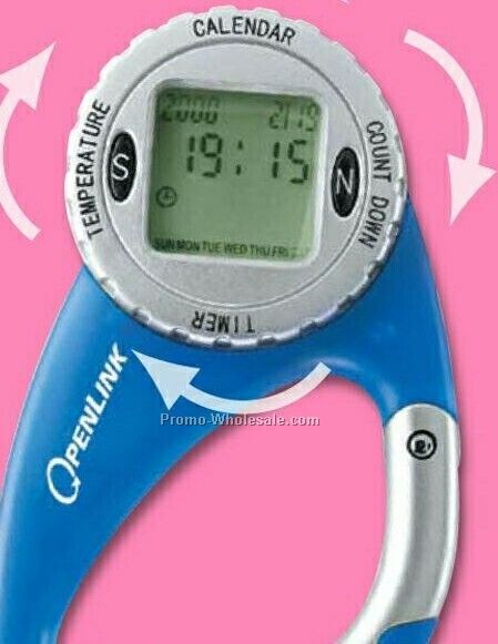 Valumark Blue 4 Function Rotating Watch Carabiner 3-3/4"x2"