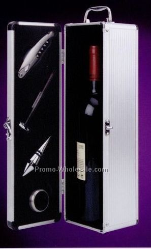 Wine Carrier With Corkscrew, Thermometer, Stopper And Drip Collar