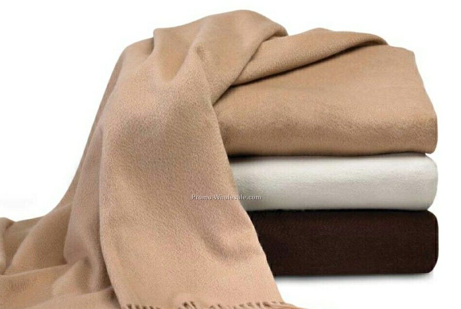 Wolfmark 50"x60" Camel Cashmere Throw Blanket