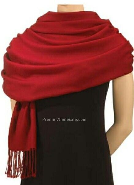 Wolfmark Red Pashmina Silk Wool Blend Scarf Item NoPWC816344