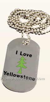 1/16" Printed Aluminum Dog Tag W/ 2 Side Design & 29" Beaded Chain