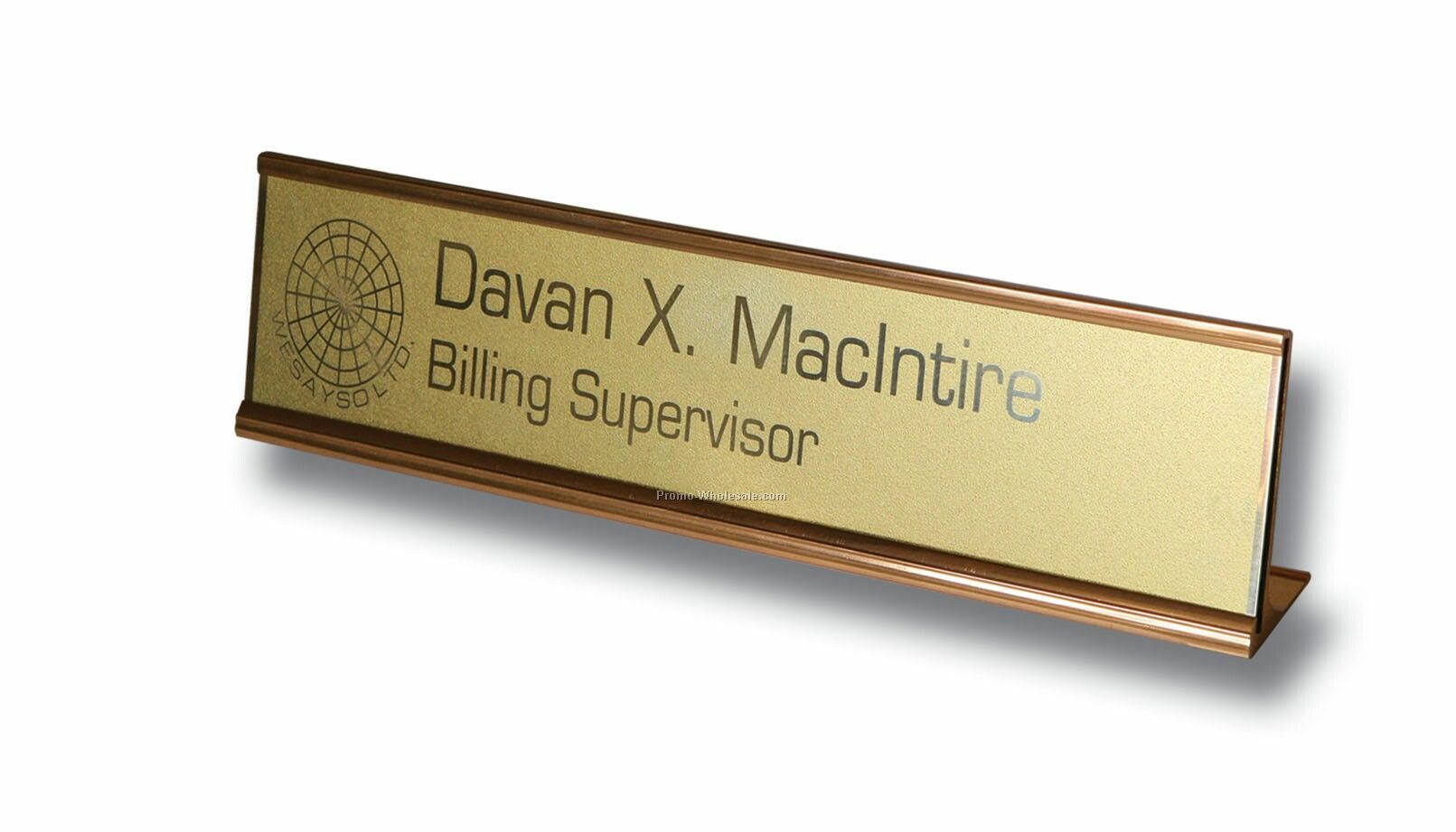 1-3/8"x8-3/8" Laser Engraved Rose Gold Metal Nameplate