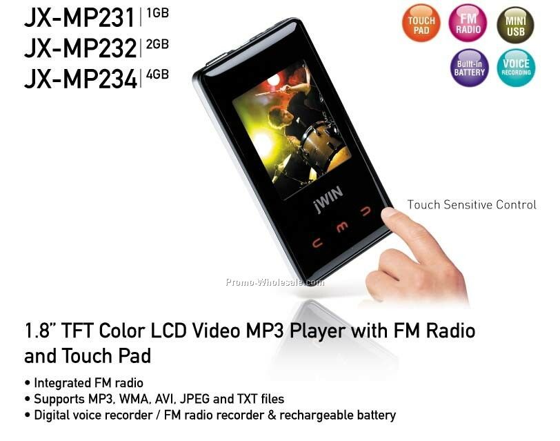 1.8" Touchpad Color Lcd Video Mp3 Player With FM Radio - 4gb