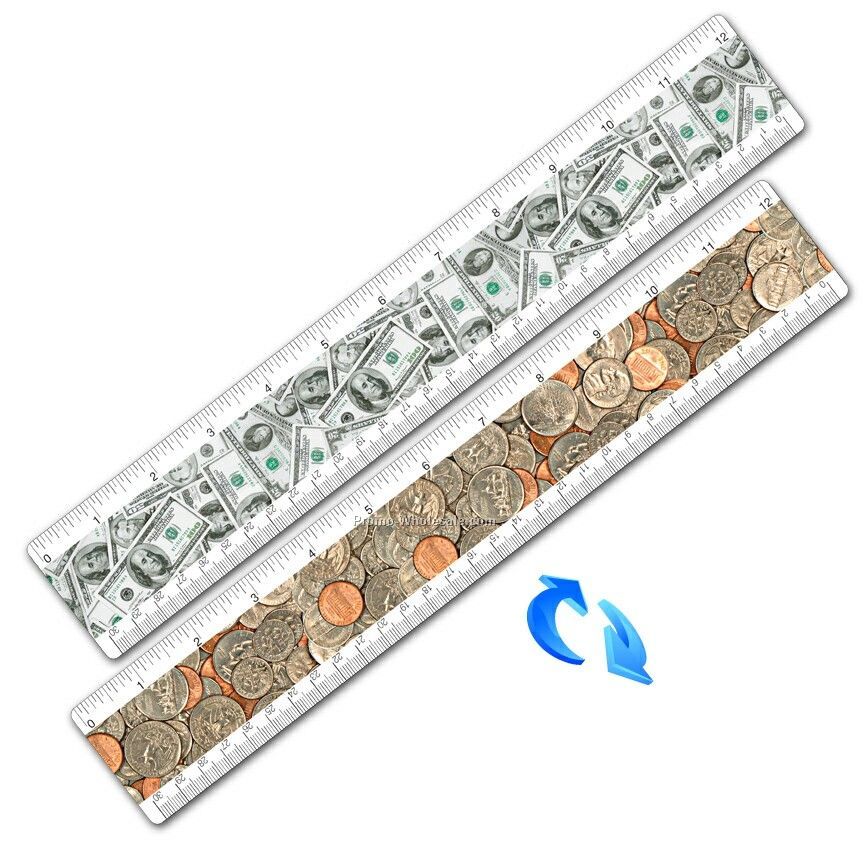 12" Ruler; 3d Lenticular; Dollars And Cents Image - Stock, Blanks
