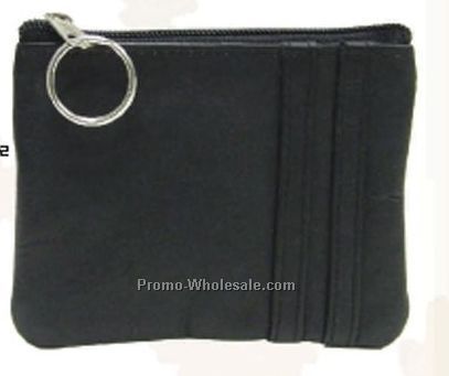 13cmx10cmx1cm Black Cowhide Simple Change Purse