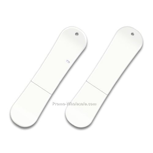 1gb USB 2.0 Snowboard Flash Drive - Rubber Coated White